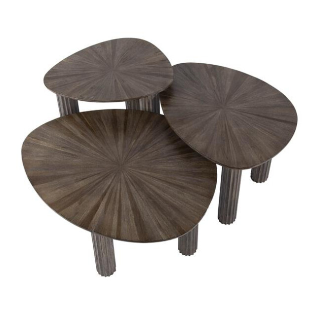 Hoyz bijzettafel driehoek maya teak teak rust brown set van 3 3185959 large
