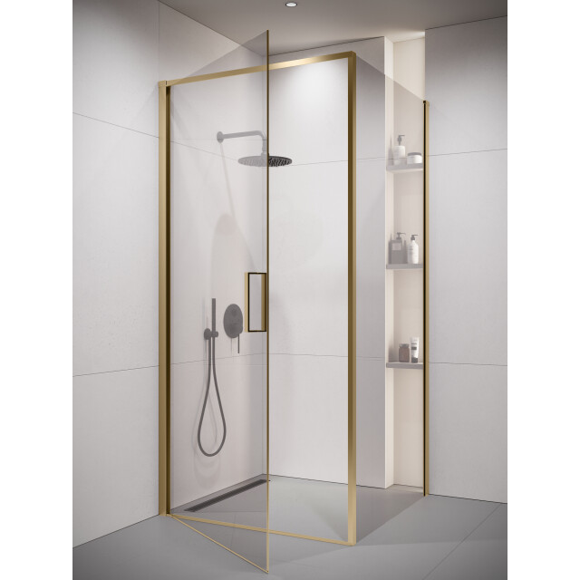 Badplaats Douchecabine alava 80 x 80 x 190 cm goud douchewand met draaideur 3213314 large