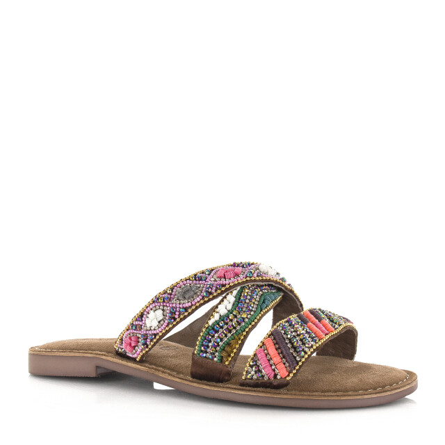 Lazamani Versierde slippers met suède voetbed leren slippers dames LA75437 large