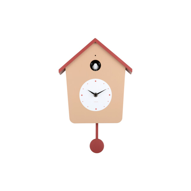 Karlsson wandklok cuckoo light soft brown & red ochre 3062107 large