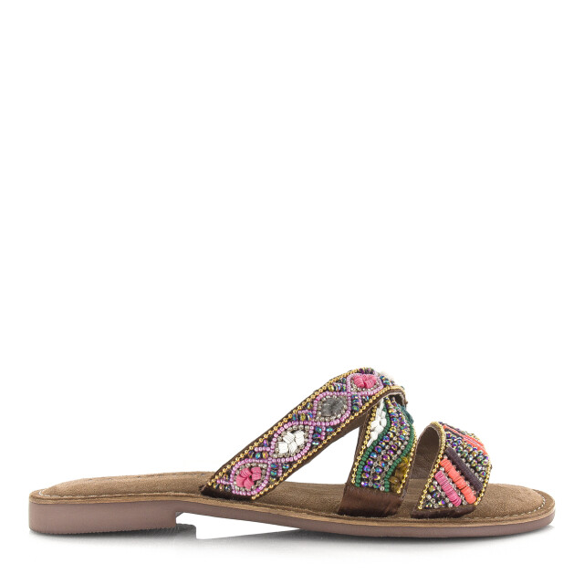 Lazamani Versierde slippers met suède voetbed leren slippers dames LA75437 large