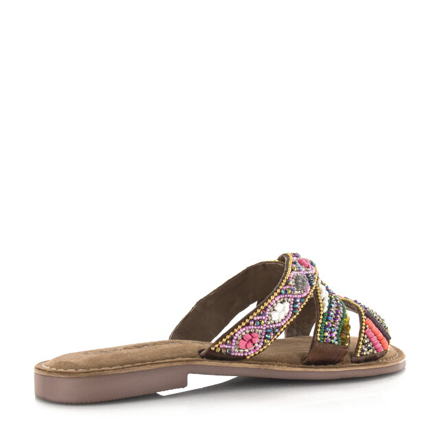 Lazamani Versierde slippers met suède voetbed leren slippers dames LA75437 large