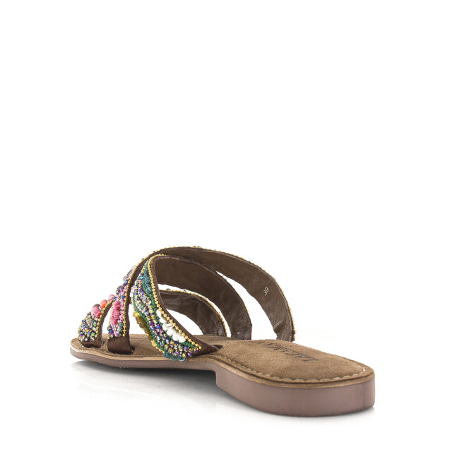 Lazamani Versierde slippers met suède voetbed leren slippers dames LA75437 large