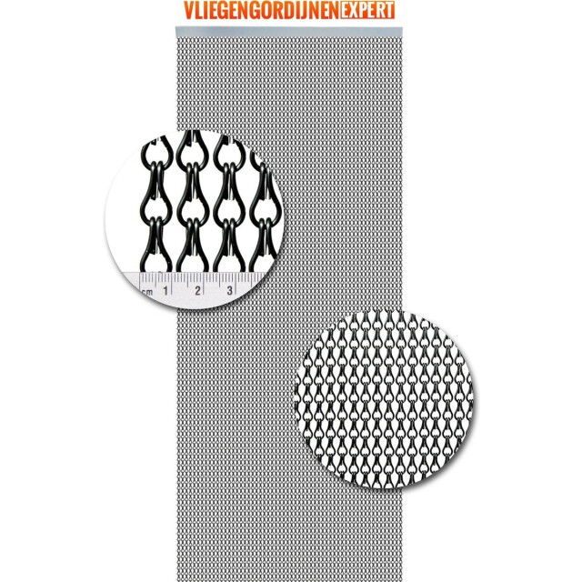 Vliegengordijnenexpert Vliegengordijn aluminium 90 x 210cm antraciet 90 x 210 cm op het kozijn 8719497851119 large
