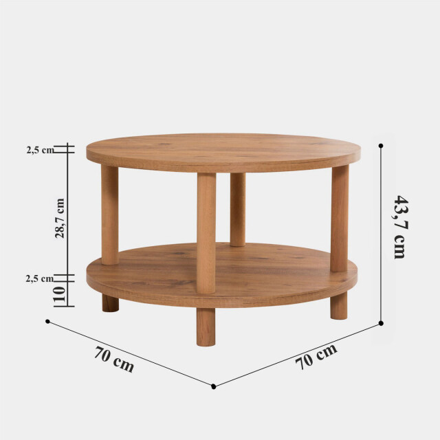 CaliCosy Ronde salontafel met 2 niveaus in atlantisch dennen decor d70 cm roby 3220768 large