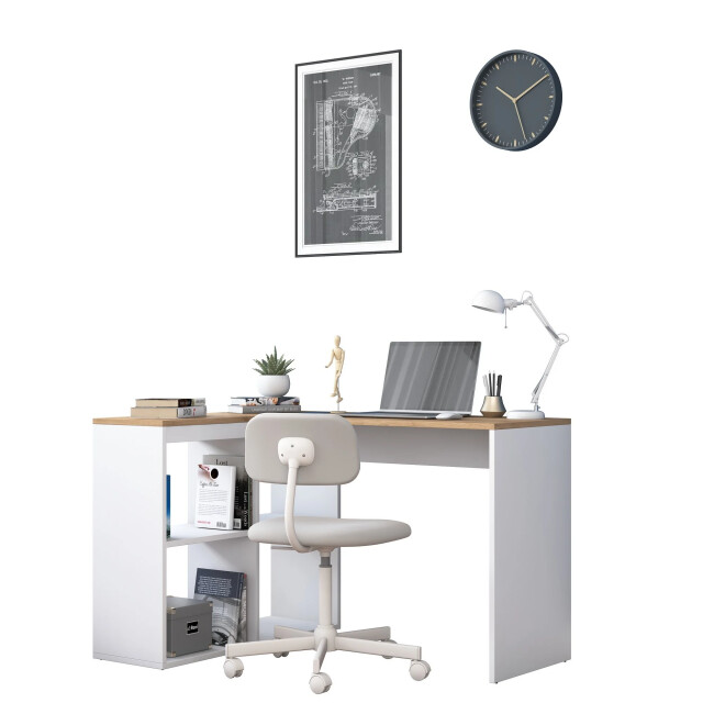 CaliCosy Hoekbureau in eiken- en witdecor l120 cm cassie 3220747 large