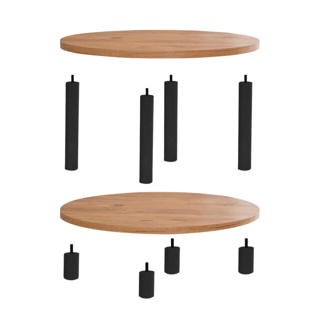 CaliCosy Ronde salontafel met 2 niveaus in atlantisch dennen decor d70 cm roby 3220769 large