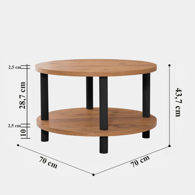 CaliCosy Ronde salontafel met 2 niveaus in atlantisch dennen decor d70 cm roby 3220769 large