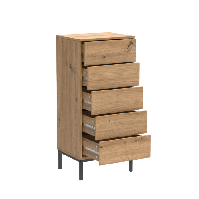 CaliCosy Hoge ladekast met 5 lades en metalen poten h100 cm lenny 3222013 large
