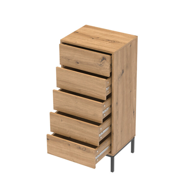 CaliCosy Hoge ladekast met 5 lades en metalen poten h100 cm lenny 3222013 large