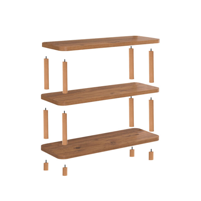 CaliCosy Wandrek met 3 planken in atlantisch dennen decor l80 cm step 3220764 large