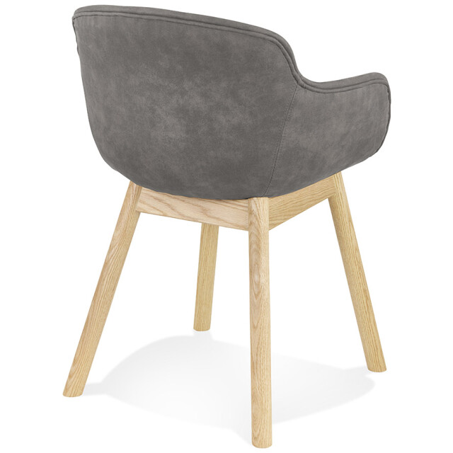 Alterego 'rupert' stoel met armleuningen in donker microvezel en natuurlijke houten 3190779 large