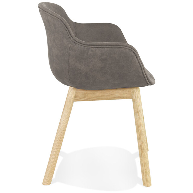 Alterego 'rupert' stoel met armleuningen in donker microvezel en natuurlijke houten 3190779 large