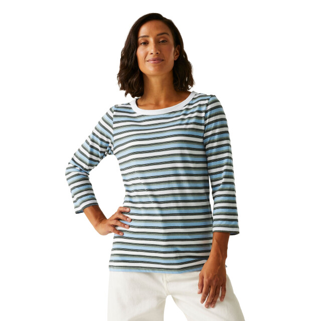 Regatta Dames baylette ii gestreept t-shirt UTRG11225_white large
