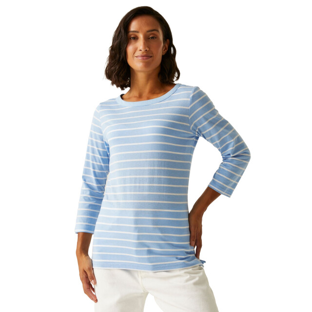 Regatta Dames baylette ii gestreept t-shirt UTRG11225_chambraybluewhite large