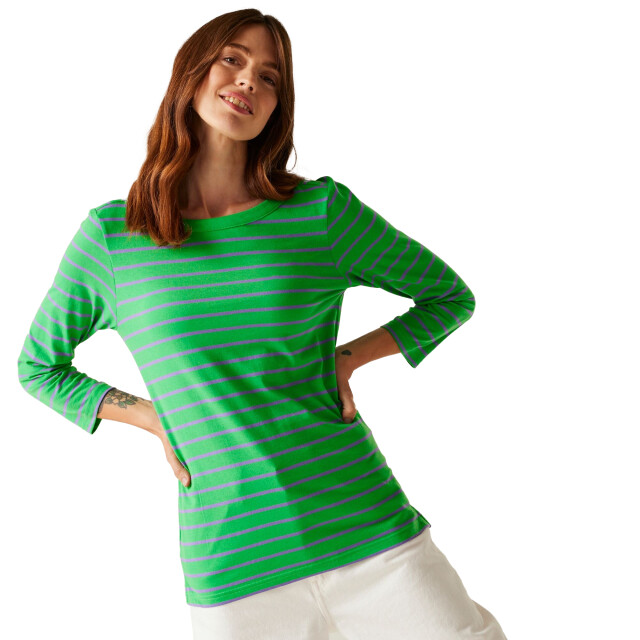Regatta Dames baylette ii gestreept t-shirt UTRG11225_green large