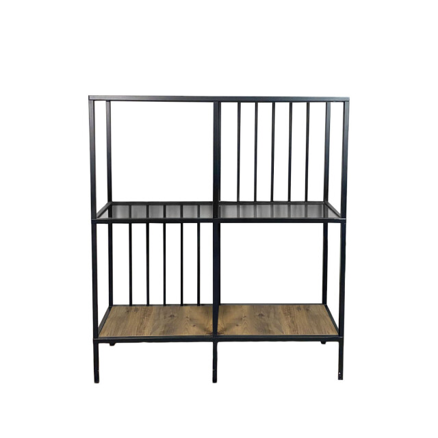 CaliCosy Console met 4 vakken van zwart metaal en rookglas h90 cm sunny 3222896 large