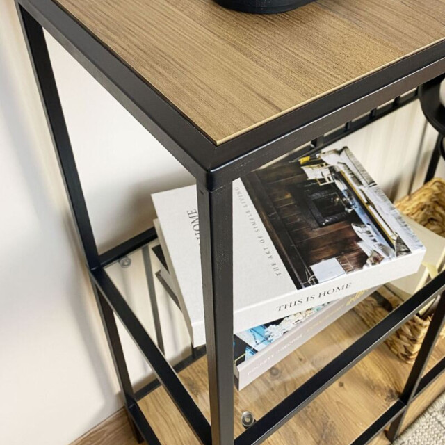 CaliCosy Console met 4 vakken van zwart metaal en rookglas h90 cm sunny 3222896 large