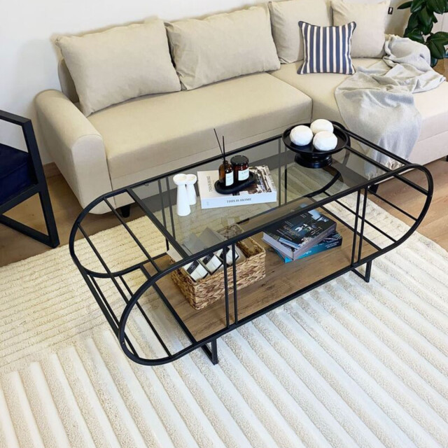 CaliCosy Salontafel met glazen en metalen blad l145 cm windy 3222892 large