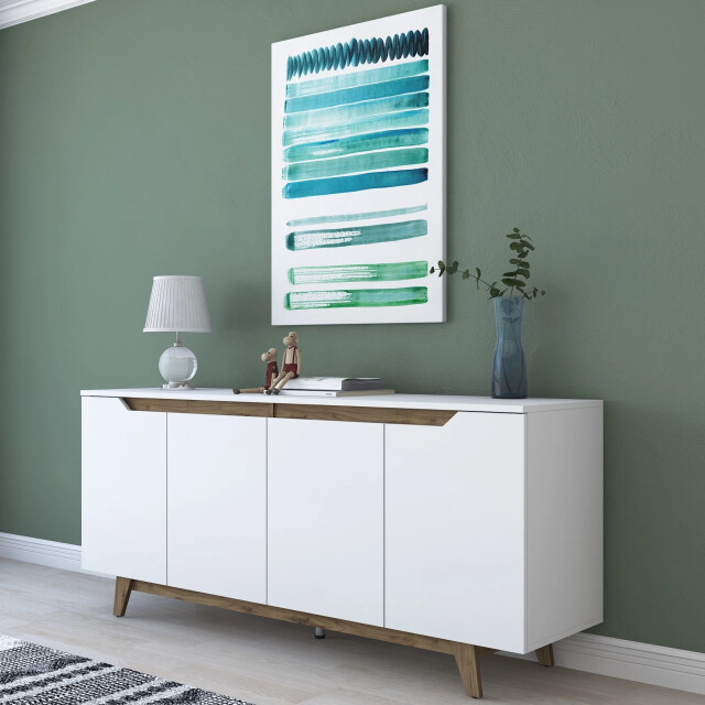 CaliCosy Dressoir met 4 deuren in wit en walnootdecor l180 cm bridget 3222890 large