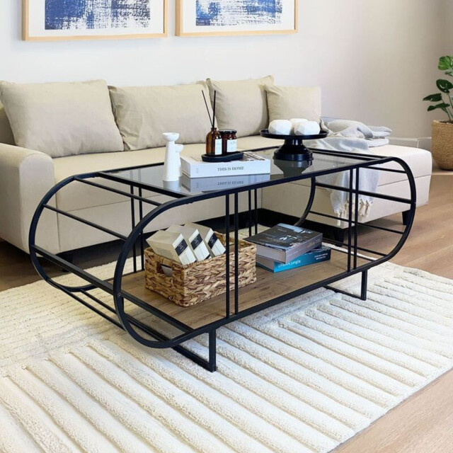 CaliCosy Salontafel met glazen en metalen blad l145 cm windy 3222892 large