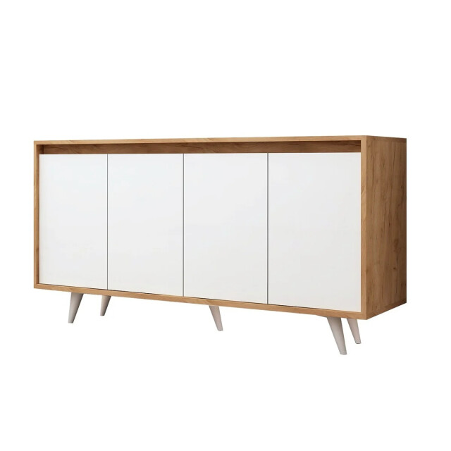 CaliCosy Dressoir met 4 deuren in wit en eiken decor l140 cm shans 3222889 large