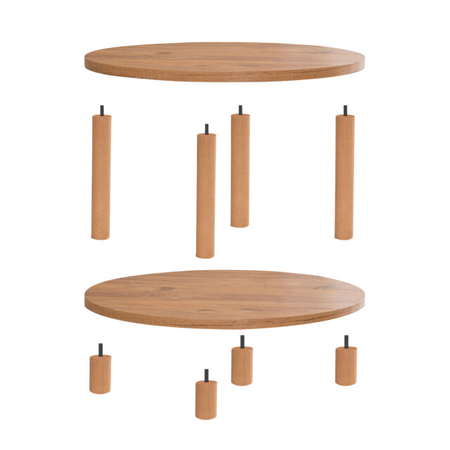 CaliCosy Ronde salontafel met 2 niveaus in atlantisch dennen decor d70 cm roby 3220768 large