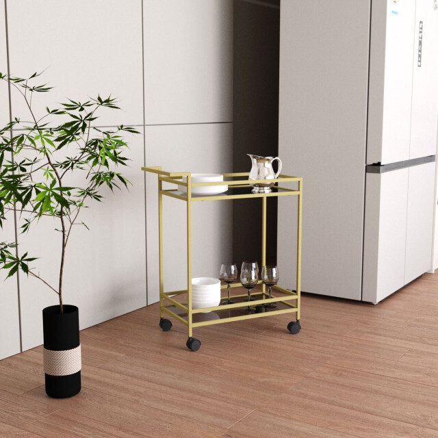 CaliCosy Bijzettafel van goudkleurig metaal en glas h80 cm vortex 3222859 large