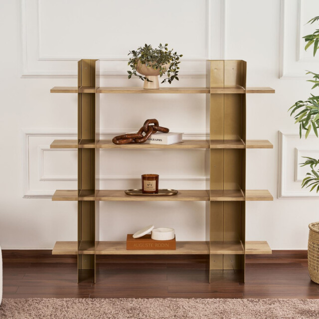 CaliCosy Rek met metalen frame en planken in eikenlook l120 cm kate 3222887 large