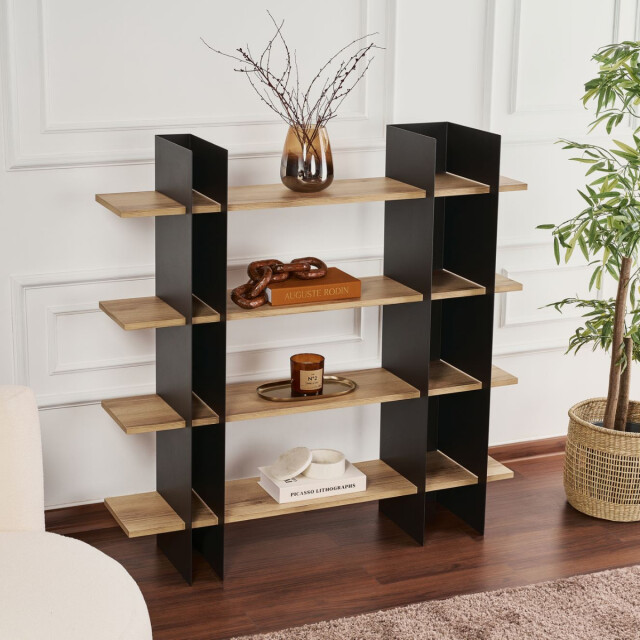 CaliCosy Rek met metalen frame en planken in eikenlook l120 cm kate 3222886 large