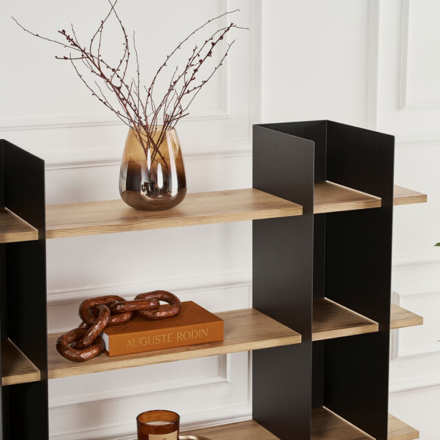 CaliCosy Rek met metalen frame en planken in eikenlook l120 cm kate 3222886 large