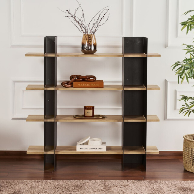CaliCosy Rek met metalen frame en planken in eikenlook l120 cm kate 3222886 large
