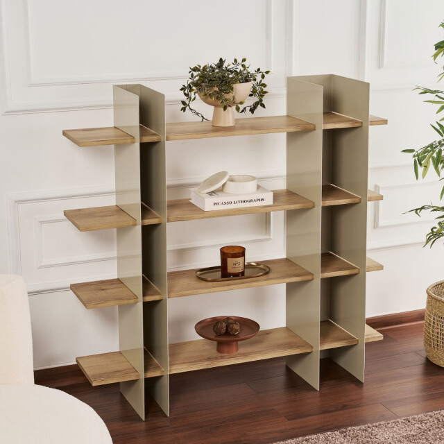 CaliCosy Rek met metalen frame en planken in eikenlook l120 cm kate 3222888 large