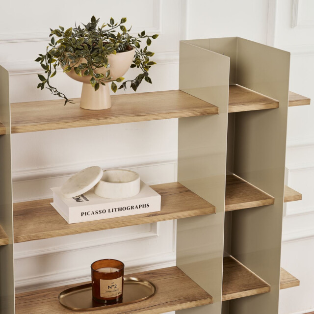 CaliCosy Rek met metalen frame en planken in eikenlook l120 cm kate 3222888 large