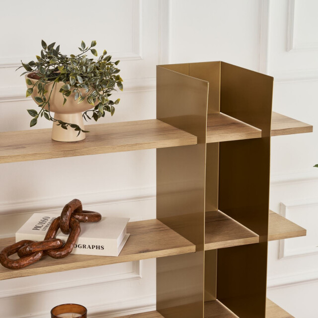 CaliCosy Rek met metalen frame en planken in eikenlook l120 cm kate 3222887 large
