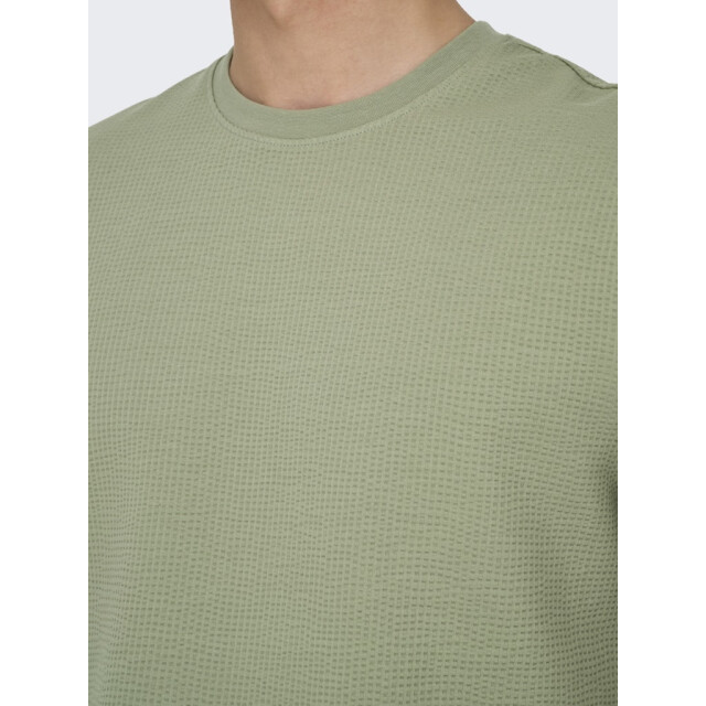 Only & Sons Onskian reg seersucker ss tee olijf 5339.22.0013 large