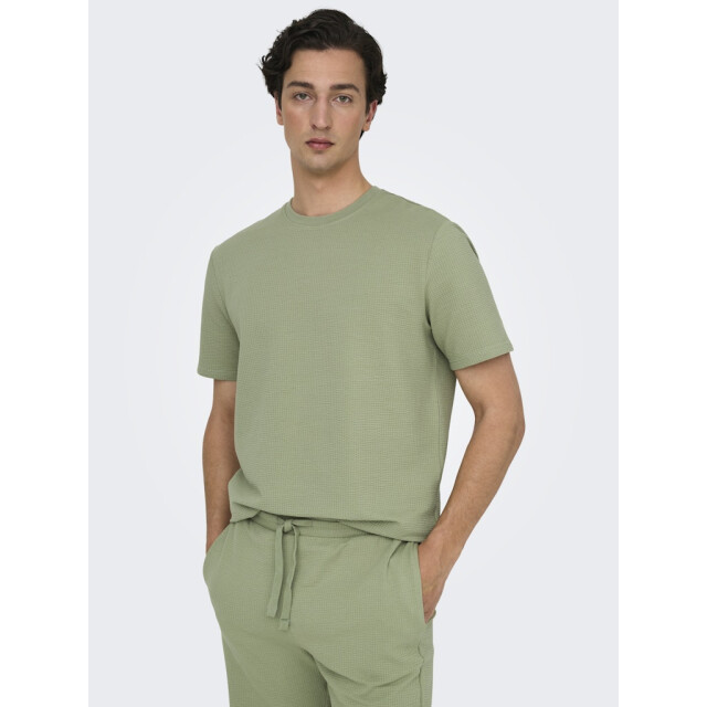 Only & Sons Onskian reg seersucker ss tee olijf 5339.22.0013 large