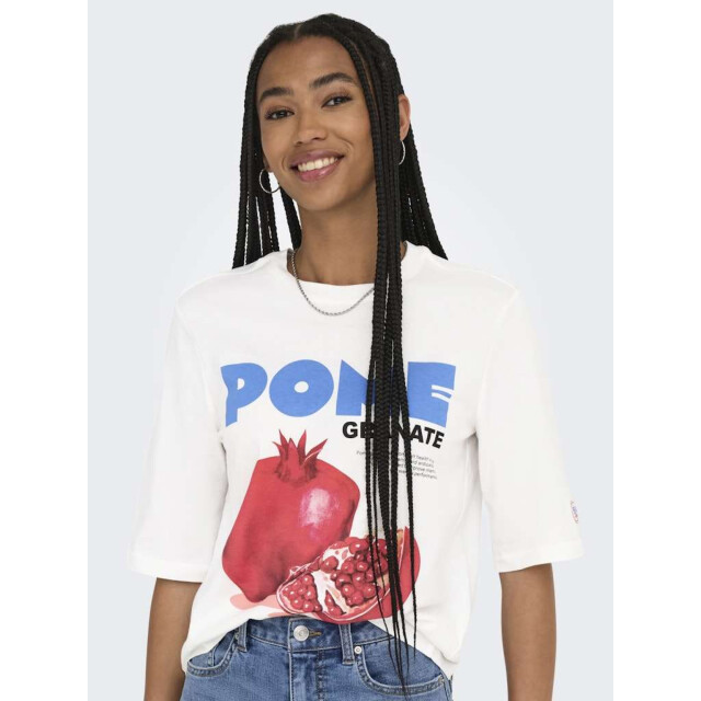 Only Onlphoebe s/s fresh top box jrs cloud dancer/pomeg 15351369-177922003 large