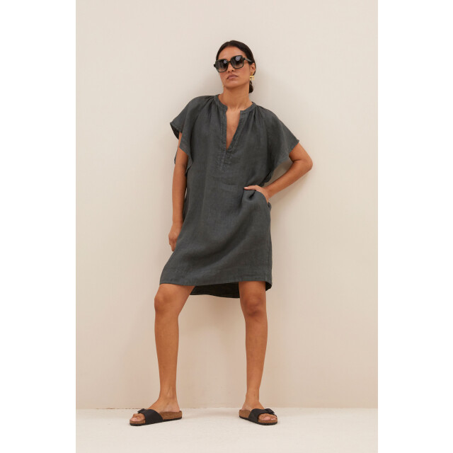 By-Bar Amsterdam Vina linen dress charcoal 25117007-867 large