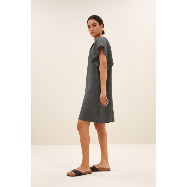 By-Bar Amsterdam Vina linen dress charcoal 25117007-867 large