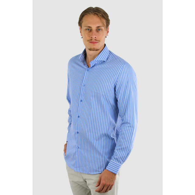 Vercate Strijkvrij overhemd gestreept poplin VC-SF-GST-LBL large