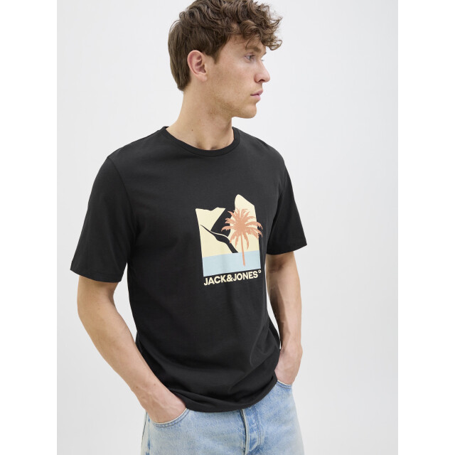 Jack & Jones Heren t-shirt jjbarbados ronde hals 12269416-Black large