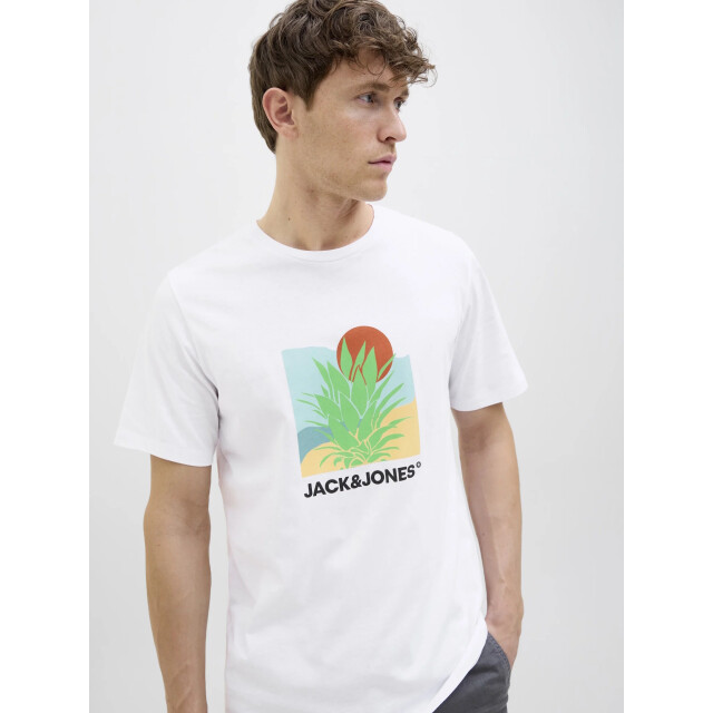 Jack & Jones Heren t-shirt jjbarbados ronde hals 12269416-White large