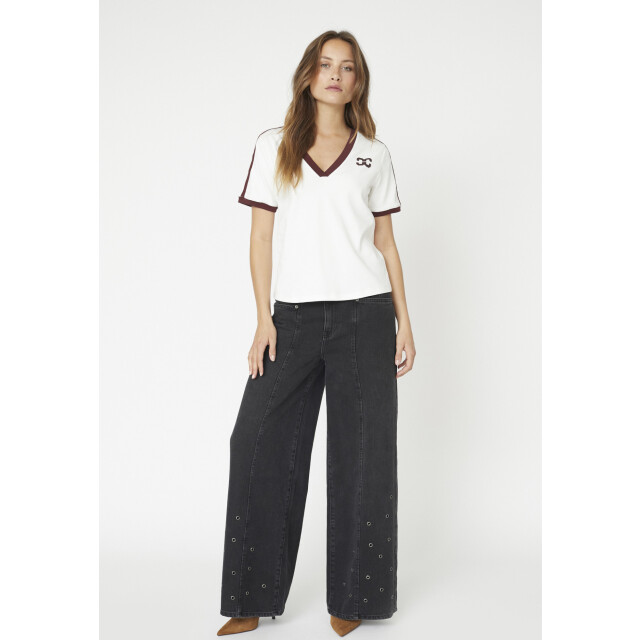 Co'Couture Edgecc stripe v tee offwhite-winered 33161-1187 large
