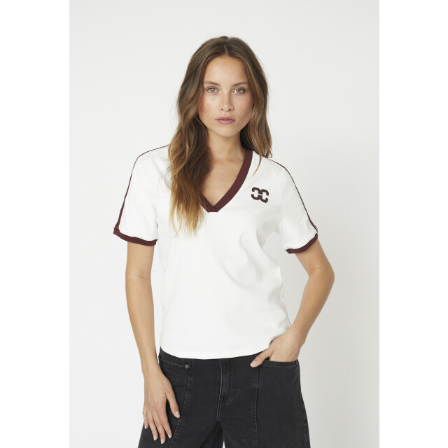 Co'Couture Edgecc stripe v tee offwhite-winered 33161-1187 large