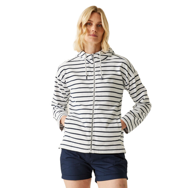 Regatta Dames bayletta ii gestreepte hoodie met volledige rits UTRG11474_whitenavy large
