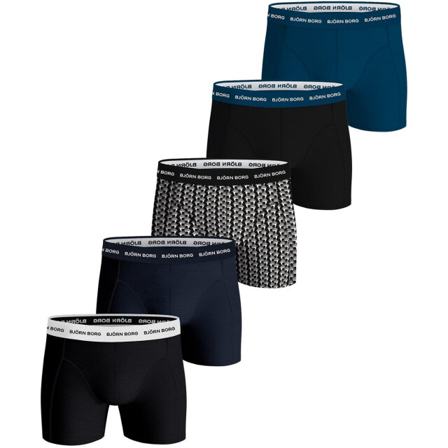 Björn Borg Björn borg heren boxershorts 5-pack – cotton stretch – zwart//print 10004590-MP003 large