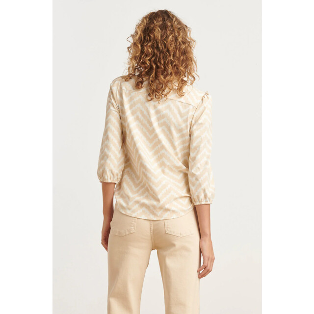 Smashed Lemon 25248 ziggzag print blouse met knopentravelkwaliteit | 25248-010-720 large