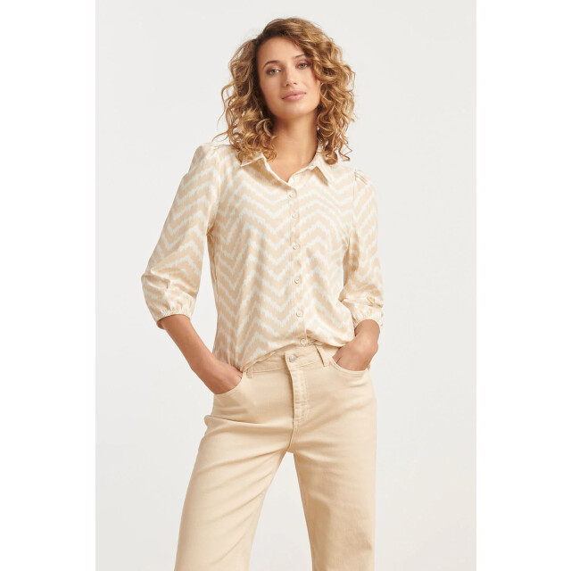 Smashed Lemon 25248 ziggzag print blouse met knopentravelkwaliteit | 25248-010-720 large