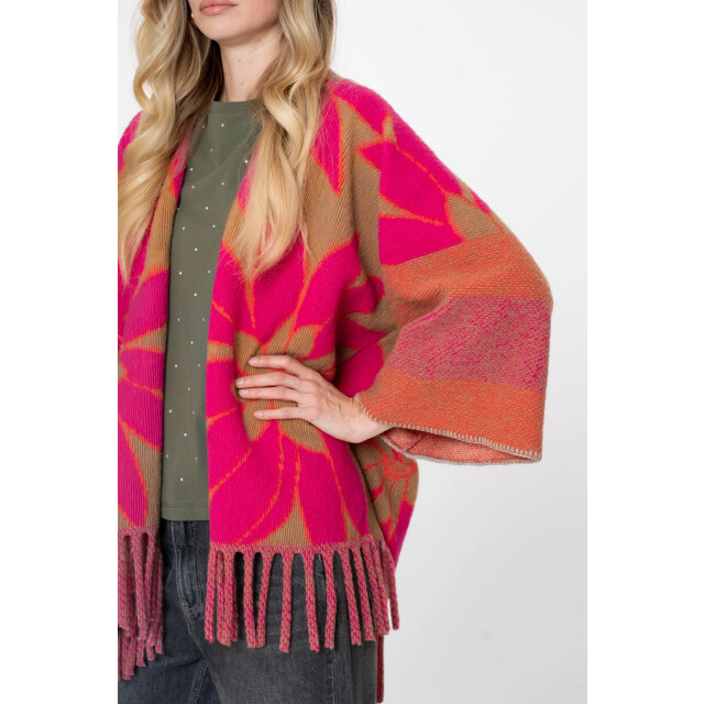 Geisha 54546-20 735 poncho flowers camel/fuchsia 54546-20 735 large